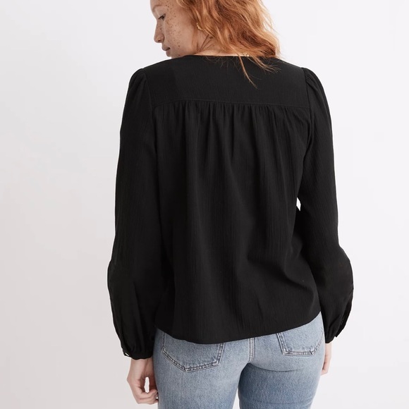 NWT Madewell Eyelet-Trim Twin Set Top in Black - Medium - Picture 4 of 4